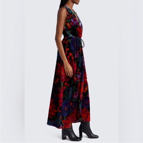 NWOT $325 FARM Rio Flower Season Crushed Velvet Dress Medium and x-small - Picture 3 of 6